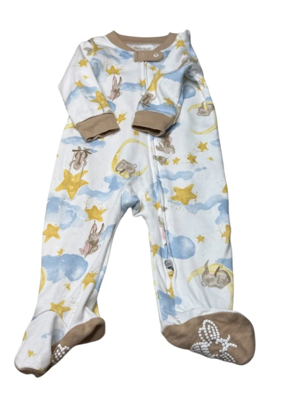 Burt's Bees Baby Moon & Stars Footed Zip Romper 3-6 Months